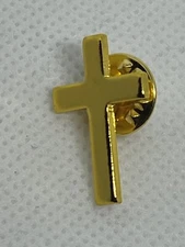 Religious Christian Bible Scripture Cross Jewelry Enamel Cross Lapel Pin - Gold