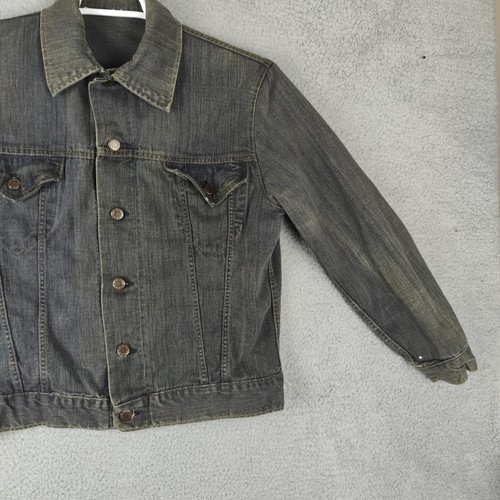 Vintage Indian Head Jean Jacket Small Denim Motorcycle Beaded Western Coat Boho - Picture 5 of 16
