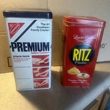 Vintage Nabisco Canisters - 1978 Saltine Crackers / 1986 Ritz Crackers