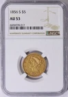 1856-S $5 Liberty Head Gold Coin NGC AU 53 – Rare Collectible