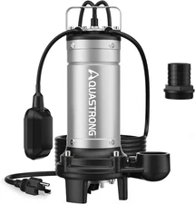 AQUASTRONG 1 HP Sewage Grinder Pumps,Stainless Steel,115V Automatic Float Switch