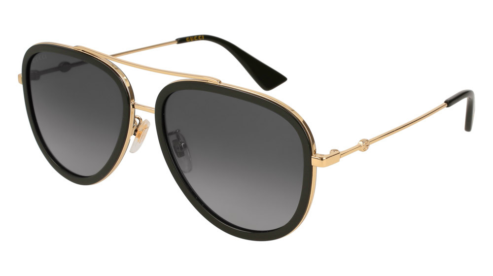Gucci GG0062S Sunglasses Gold Grey Polarized Gradient Flash