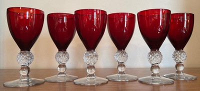 6 Morgantown Cordial Glasses - Red