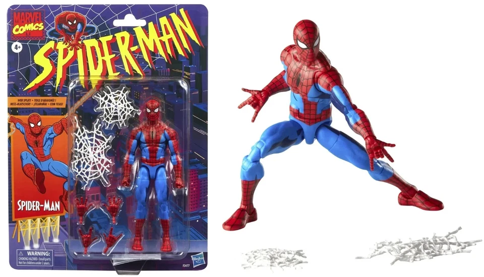 Marvel Legends Retro Series Cell Shaded Spider-Man Action Figure Collectible KO
