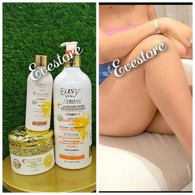 3pc Easy Glow Glutathion, Vit. C WHITENING body Milk, Face Cream &  SERUM   