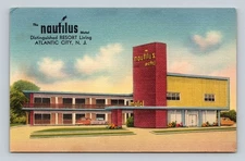 Vintage Nautilus Motel Atlantic City NJ Lithograph Postcard