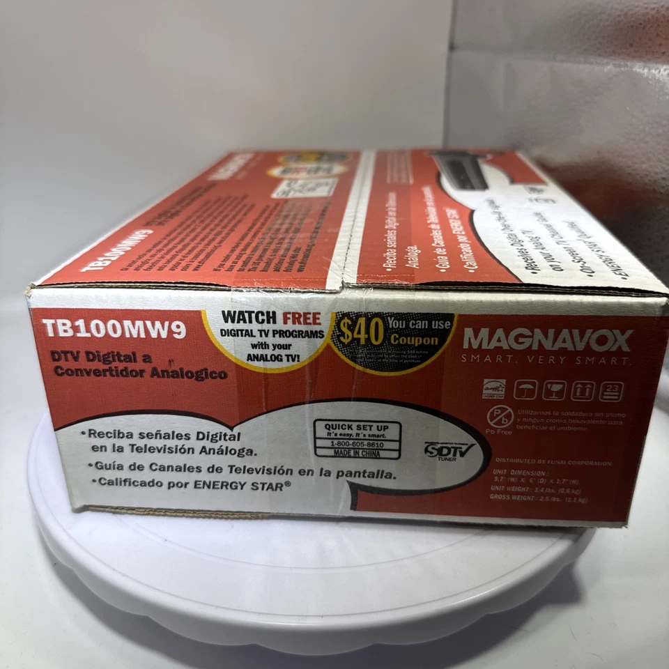 Magnavox DTV Digital To Analog TV Converter TB100MW9 w/ Remote Brand New Sealed - Image 3 of 4