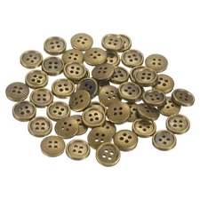 50pcs Plastic Sewing Buttons 11.5mm 4-Hole Round Craft Button, Bronze