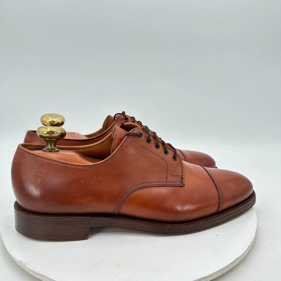 Polo Ralph Lauren Men UK 9.5D US 10D Brown Leather Cap Toe Derby England Shoe - Image 4 of 4