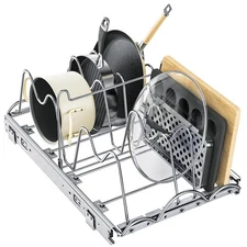 Pull Out Pots and Pans Organizer Under Cabinet, Slide Out Pot Lid Holder, Bak...