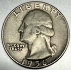 1956 P Washington 90% Silver Quarter Circulated Condition 25c US Coin - 2837