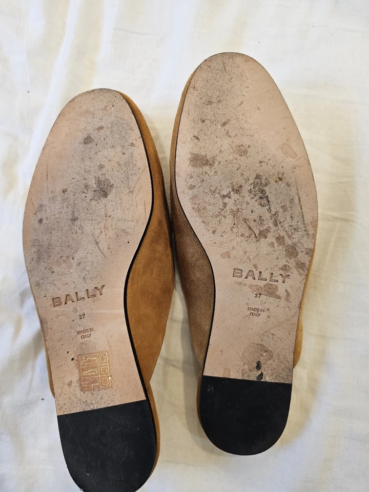 Mules de gamuza Bally para mujer mostaza/tostado oscuro talla 7 Foto 3 de 4