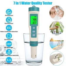 7 in 1 Digital LCD PH/TDS/EC/ORP/TEMP/SG/Salinity Water Quality Tester Meter Pen