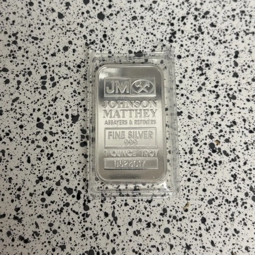 Johnson Matthey 1 oz .999 Fine Silver Bar – Bullion Bar Total 1 Troy Ounce.