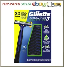 Gillette Custom Plus3 Disposable Razors Sensitive, 30 Count