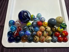 Vintage estate Find Swirl Agate? Colorful iridescent Random Collection marbles 