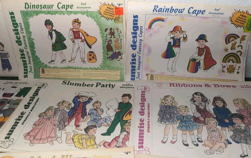 16 Vintage Sunrise Designs Patterns Lot Toddler Child Capes Bag UNCUT - Image 2 of 4