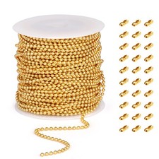 50FT Gold Ball Chain 2.4mm Stainless Steel Bead Chain for Jewelry Making