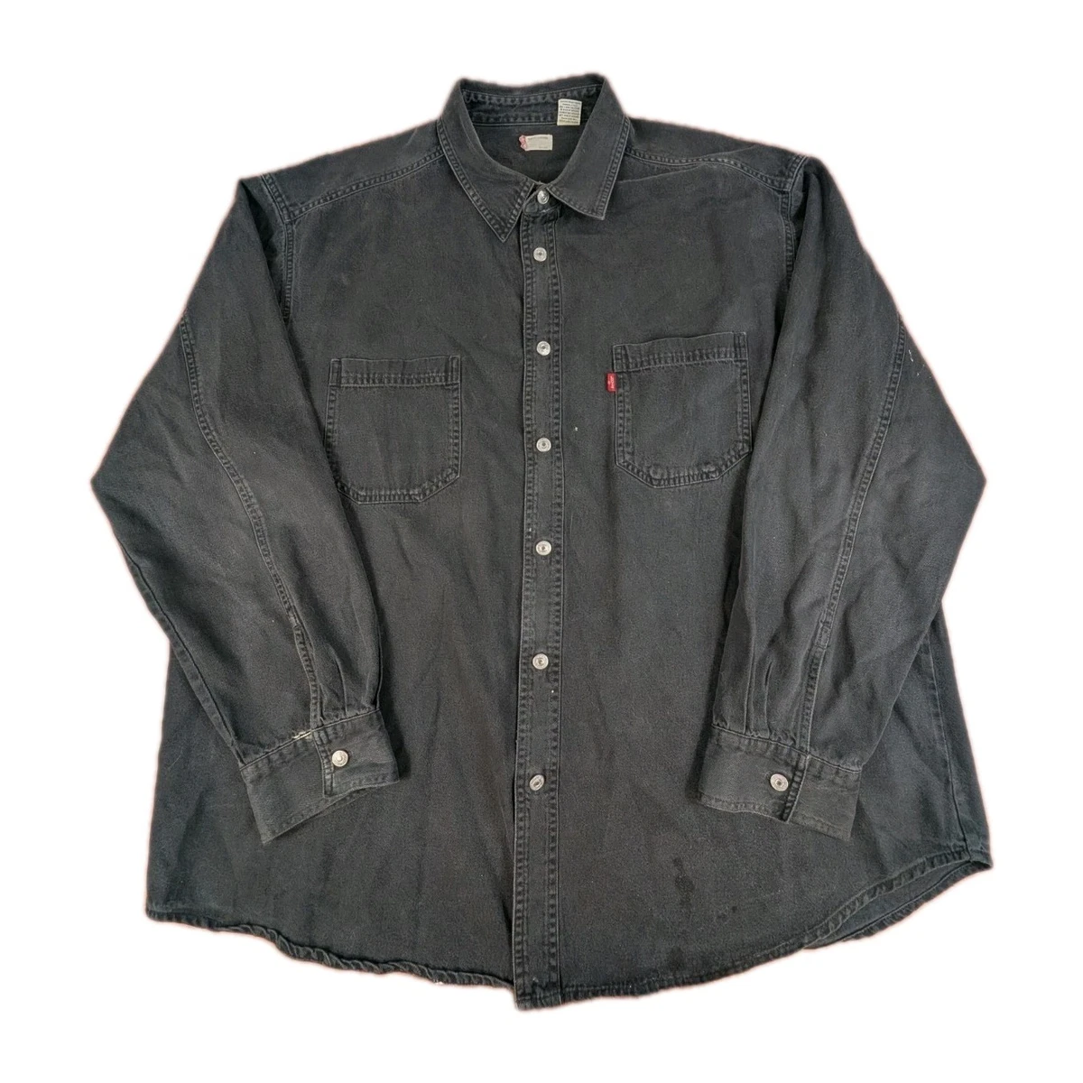 Black Long Sleeve Button-Front Vintage Casual Shirts for Men for