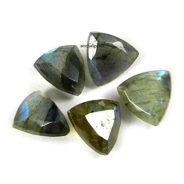 11MM-15MM NATURAL BLUE FLASHY LABRADORITE TRILLION CUT FACETED LOOSE GEMSTONE - Image 3 of 3