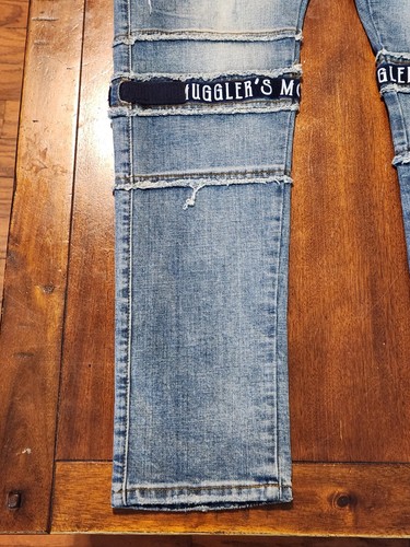 NWT Smugglers Moon Strapped Up Cargo Distressed Button Fly Jeans Size 38x33 - Picture 2 of 13