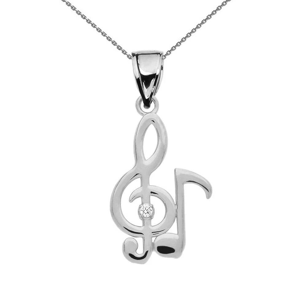 White gold hotsell treble clef necklace