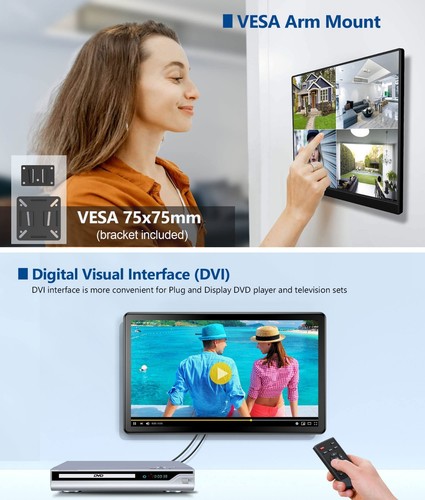 CUIUIC 15,6’’ Touchscreen Monitor 1080P IPS HDMI VGA DVI HDR VESA Lautsprecher - Bild 8 von 10