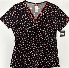 Dickies Women s Scrub V-Neck Geometric Design Size S