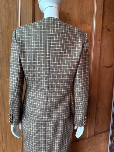 Jaeger tweed suit 1980s jacket skirt gold buttons size 10 - Picture 6 of 10