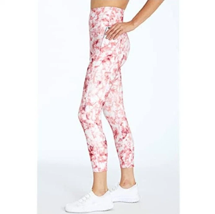 Women's Bally Total Fitness High Rise Pocket Mid-Calf Leggings Pink/White  XL