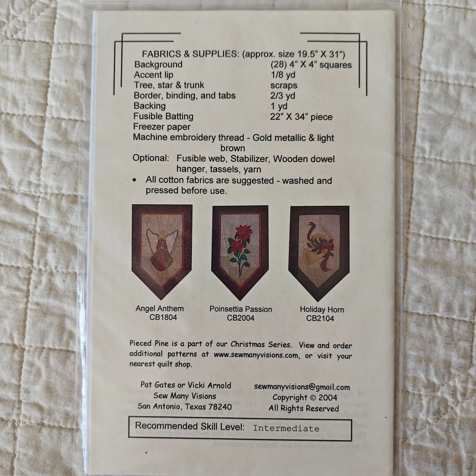 2004 "Pieced Pine" Christmas Tree 19x31" Wall Quilt Pattern Template CB1904 - Image 3 of 4