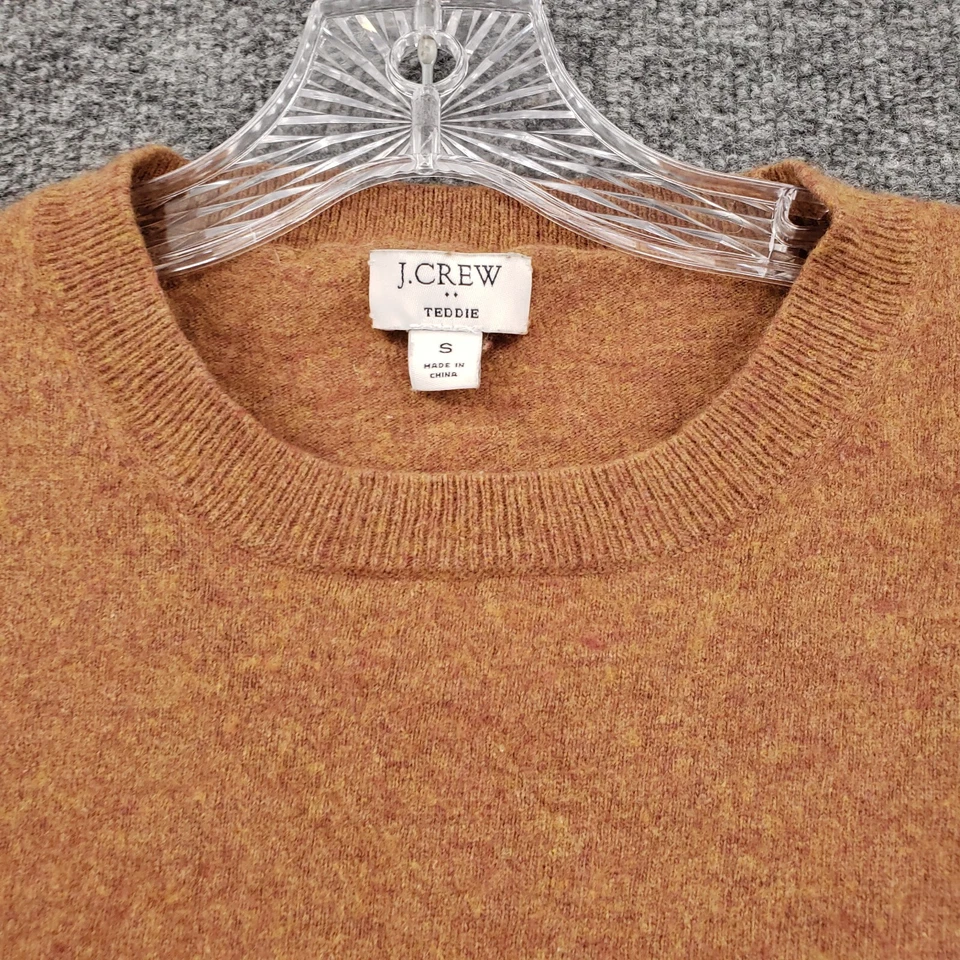 Suéter J Crew Mujer S Pequeño Marrón Teddie Recortado Cuello Redondo Cachemira Pullover Foto 3 de 4