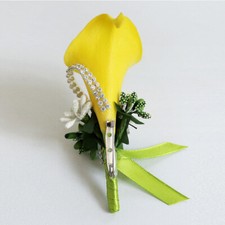 10PCS Boutonniere Brooch Flower Breastpin Callalily Groom Bridesmaid Wedding