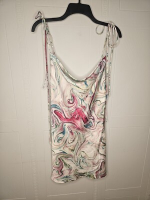 Princess Polly Cherish Mini Multi Swirl Tie Strap Cowl Neck Silky Slip Dress 2