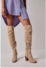 NEW KELSI DAGGER Sz 7 LOGAN OVER THE KNEE BOOTS FAWN SUEDE