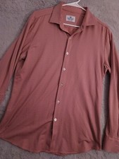 Mizzen Main Shirt Mens Large Trim Fit Performance Stretch Pink Check Preppy L