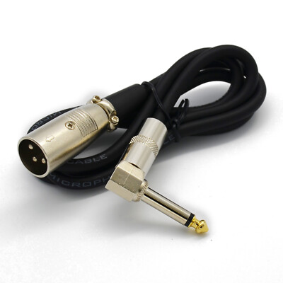 Male 3pin XLR to 1/4'' 6.35mm Mono Right Angle Microphone Cable Custom length 
