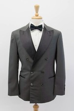 NWT Brunello Cucinelli Men Silk-Virgin Wool 2-Tone DB Tuxedo Jacket 48/38US A242