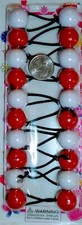 Red white elastic Scrunchies jumbo bead hair tie girl Ball Ponytail Holders