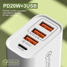 4 Port Fast Quick Charge QC 3.0 USB Hub Wall Home and Travel Power Adapter Plug