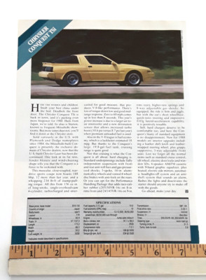 1988 CHRYSLER CONQUEST TSi - TURBO / INTERCOOLED -  ORIGINAL ARTICLE