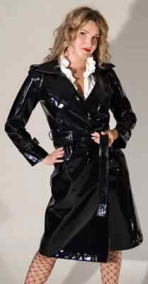 Women Vinyl Glossy trench Mac long Coat Waterproof Winters Mac