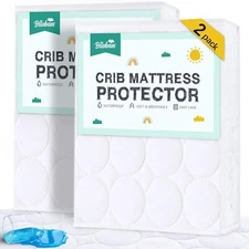 Crib Mattress Protector Waterproof Quilted Pad Cover 2 Pack 28"x52" Multi-Color