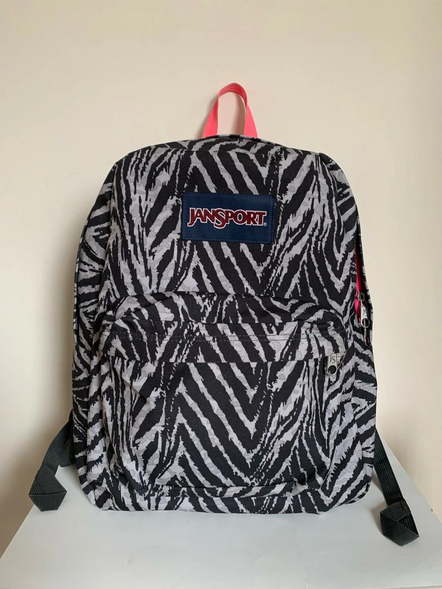 Jansport Backpack Zebra Grey/Black/Pink Bag Animal Print