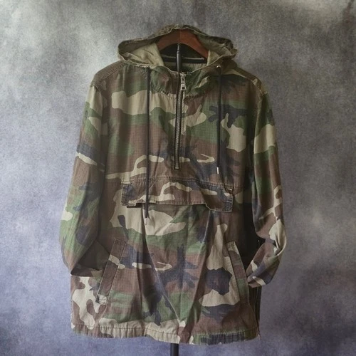 Forever 21 Men Woodland Camo Ripstop Anorak Pullover Jacket US Large - product listing photo