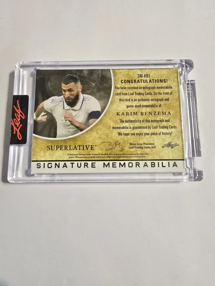 Tarjeta parche recuerdos firmada superlativa hoja 3/6 karim benzema #sm-kb1 2023 Foto 2 de 4