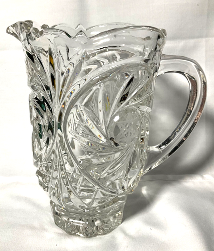 Antique American Brilliant Period Cut Glass Water Pitcher Vase Pinwheel Heavy - Picture 1 of 10