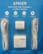 Anker 4 pc Charging Set with 2x USB-C Cable, 70W & 30W charger 4 ports -SEALED