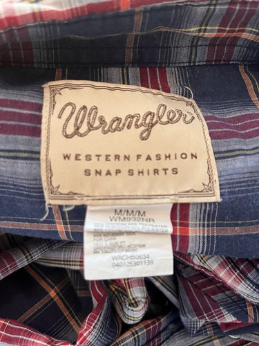 Vintage Wrangler Plaid Pearl Snap Shirt Mens Size Medium Colorful Cowboy Western - Picture 6 of 6