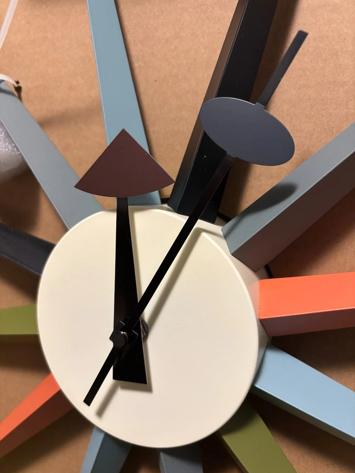 George Nelson Sunburst Wall Clock Multi Color Reproduct Design Furniture Mid 20 - Image 2 of 4